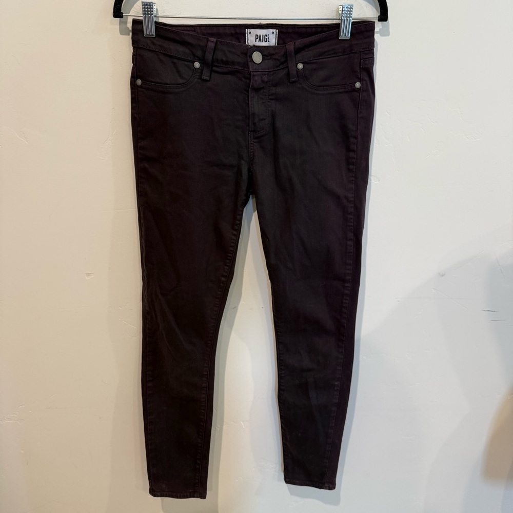 Paige Women's Coated Denim Purple Skinny Jeans Size 28 Casual Grunge